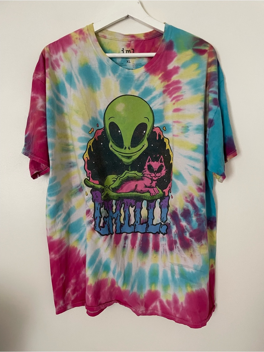 Tie-Dye Alien Graphic Short Sleeve Tee - Multicolor - Picture 7 of 7